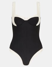 Mono Underwire Shaping Swimsuit, Black (BLACK WHITE), large