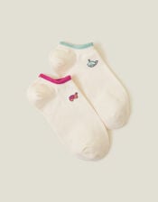 2-Pack Embroidered Trainer Socks, , large