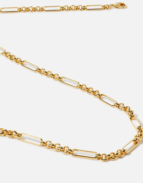 Gold-Plated Figaro Chain Necklace, , large