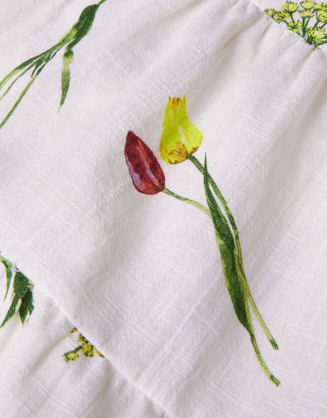 Botanical Tiered Floral Print Dress, Multi (PASTEL-MULTI), large