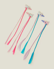 4-Pack Girls Unicorn Hair Extensions, , large