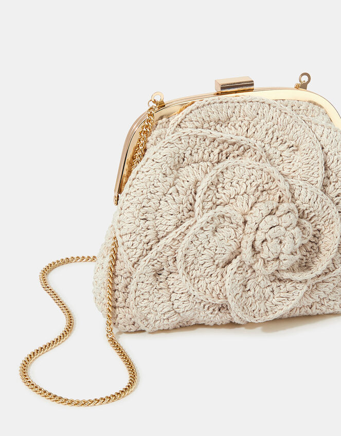 Corsage Macrame Clip Frame Bag, , large