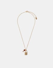 Padlock & Key Pendant Necklace, , large