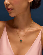 14ct Gold-Plated Green Quartz Flower Pendant Necklace, , large