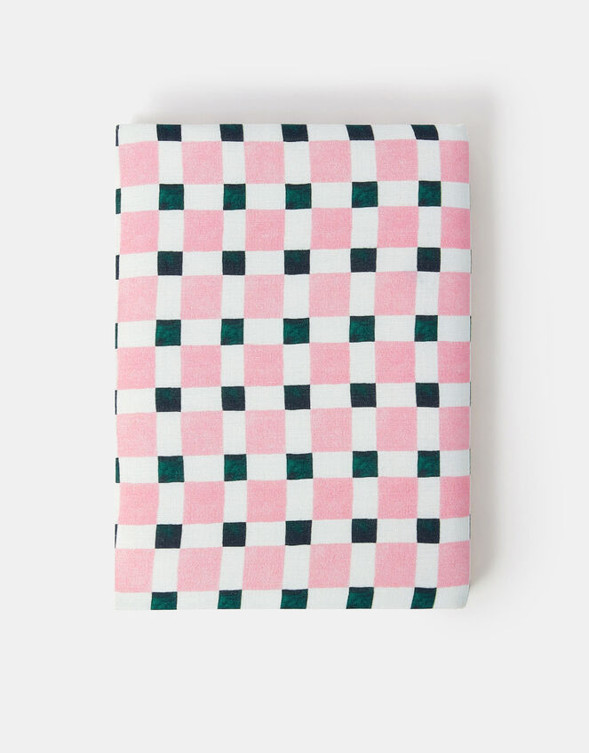 Checkerboard Embroidered Initial Notebook, Pink (PINK), large