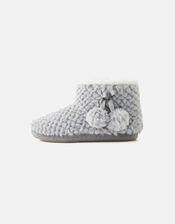 Cut Faux Fur Slipper Boots, Grey (GREY), large
