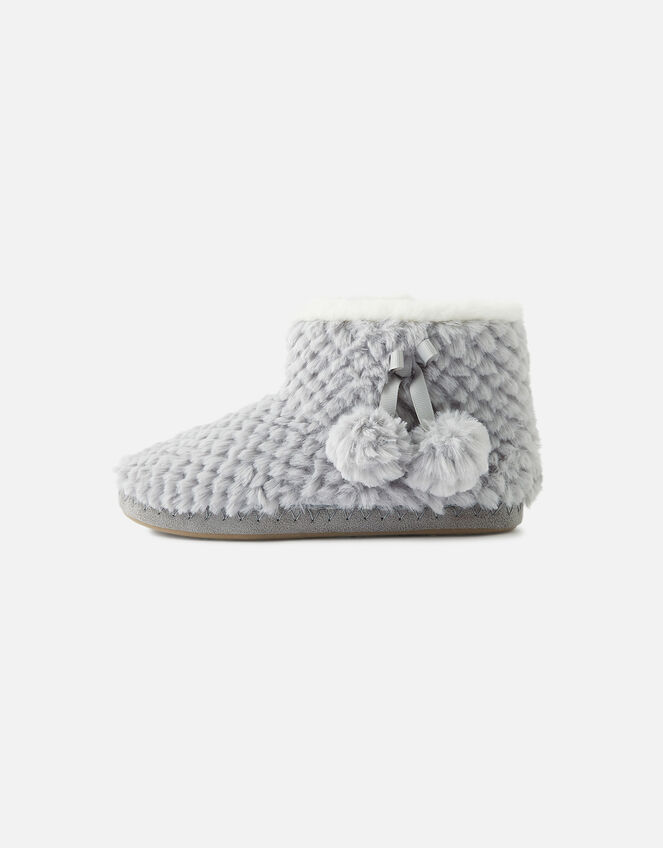 Cut Faux Fur Slipper Boots, Grey (GREY), large