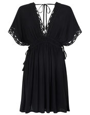 Lace Trim Crinkle Kaftan, Black (BLACK), large