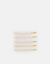 5-Pack Pearl Hair Slides, , large