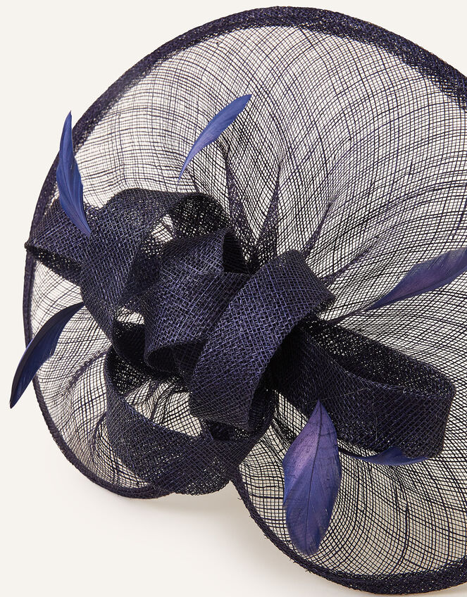 Penelope Sinamay Bow Band Fascinator, Blue (NAVY), large