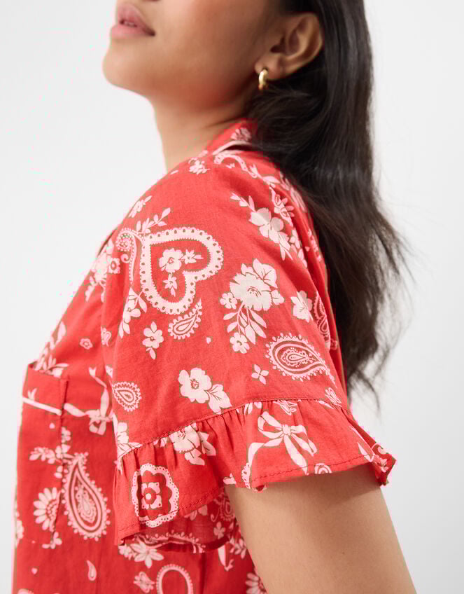 Paisley Print Short Pyjamas Set, Red (RED), large