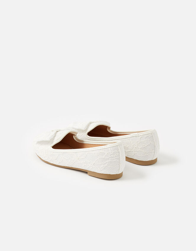 Lace Bow Slippers, Natural (IVORY), large