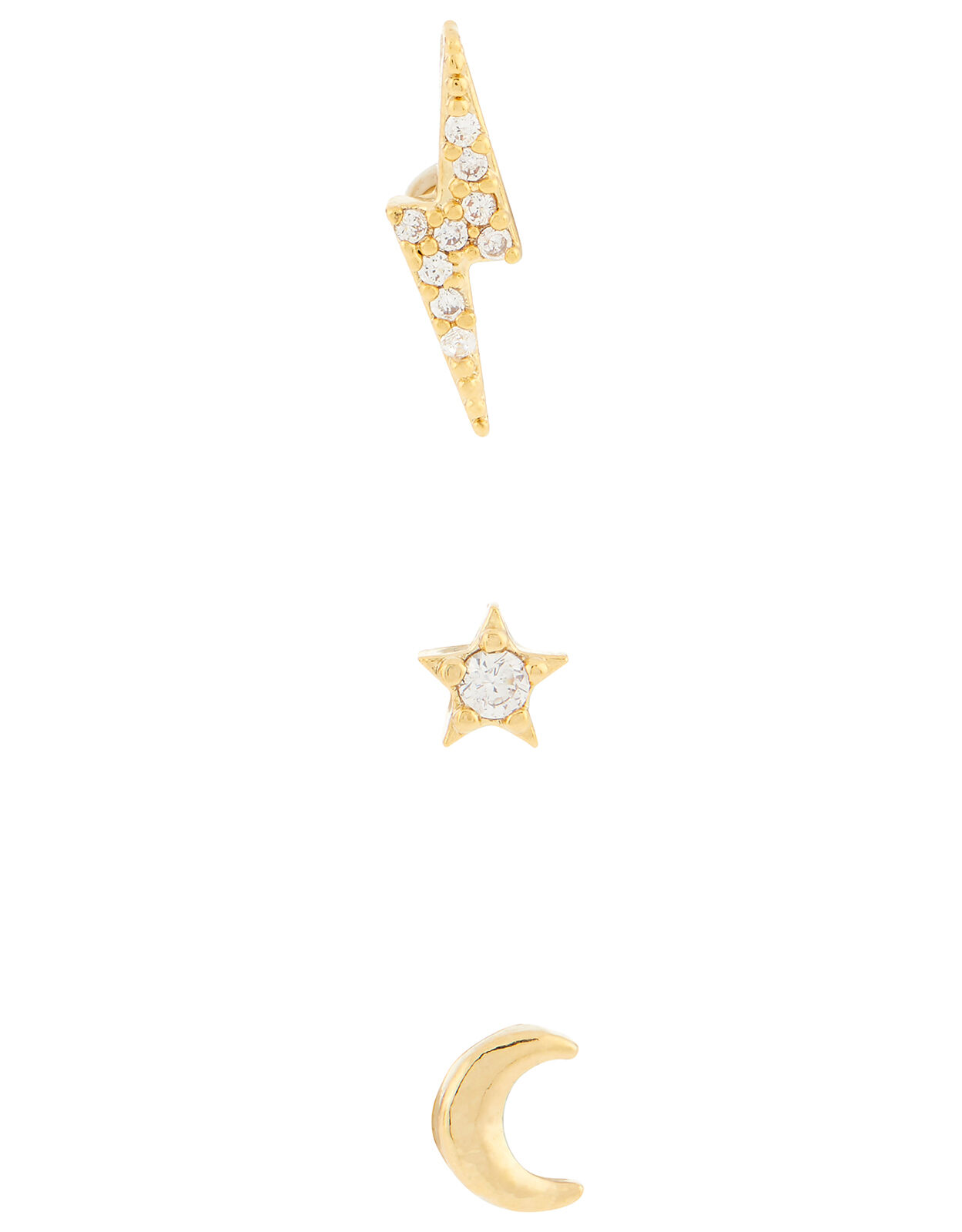 Moon Star and Bolt Flat Back Piercing Set