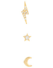 Moon, Star and Bolt Flat-Back Piercing Set, , large