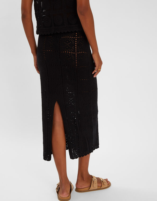 Crochet Maxi Beach Skirt, Black (BLACK), large