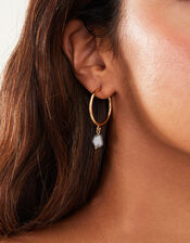 14ct Gold-Plated Labradorite Large Hoops, , large