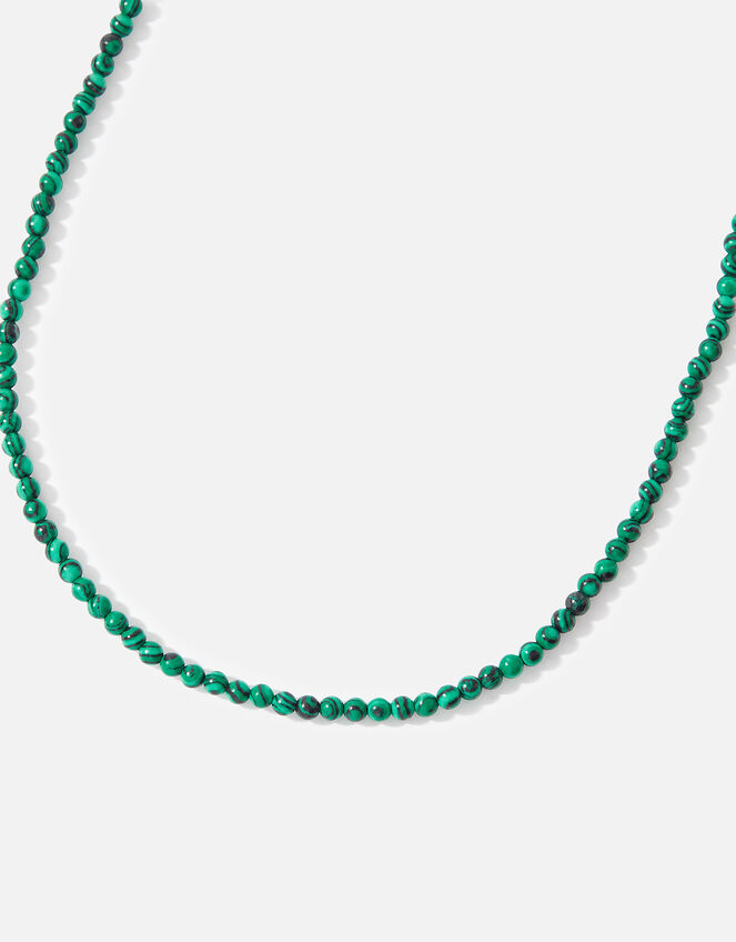 14ct Gold-Plated Healing Stone Malachite Beaded Necklace , , large