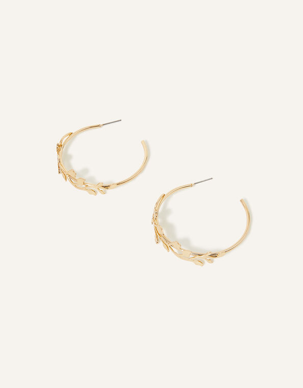Floral Overlay Hoop Earrings, , large