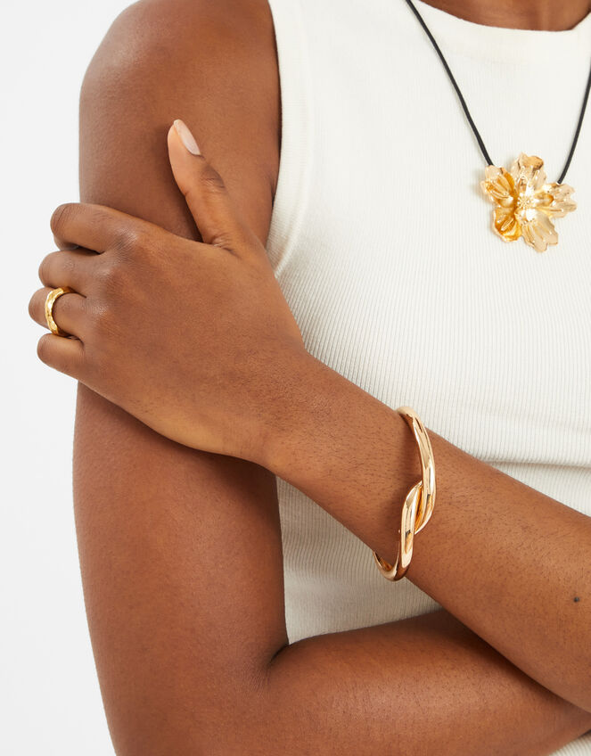 Twist Knot Bangle Gold, , large