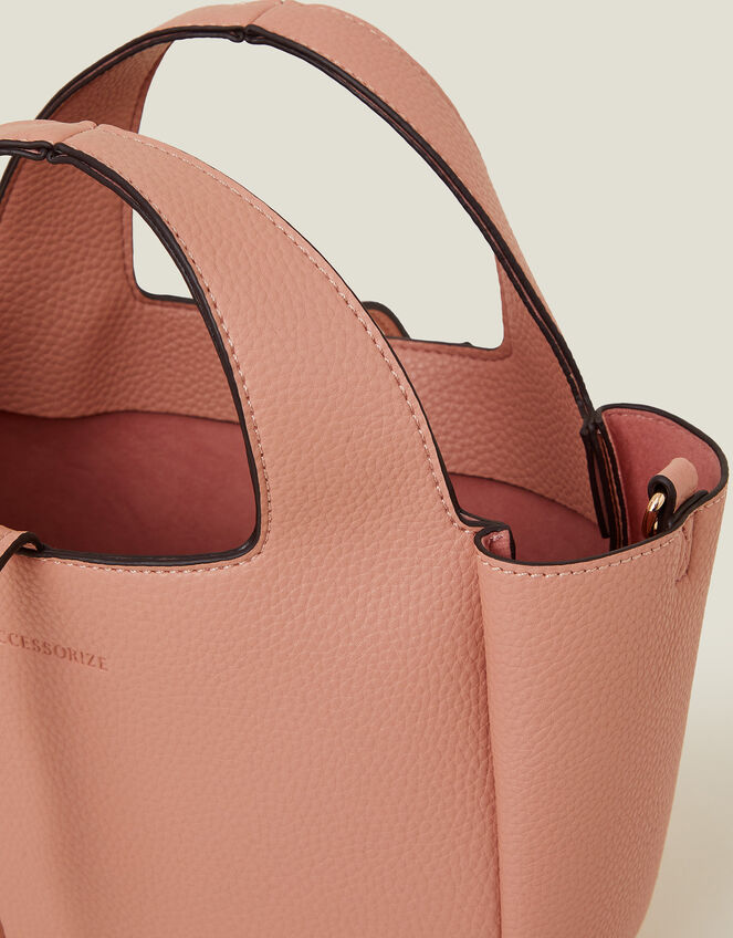 Top Handle Faux Leather Cross-Body Bag, Pink (BLUSH), large
