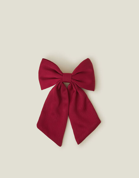 Textured Bow Hair Clip, , large
