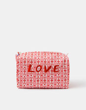 Heart Print Wash Bag, , large