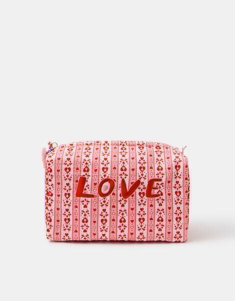 Heart Print Wash Bag, , large