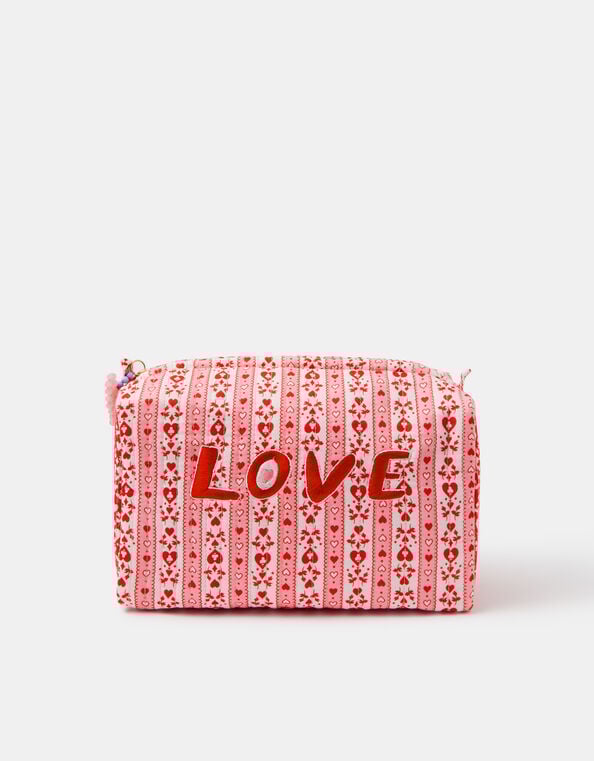 Heart Print Wash Bag, , large