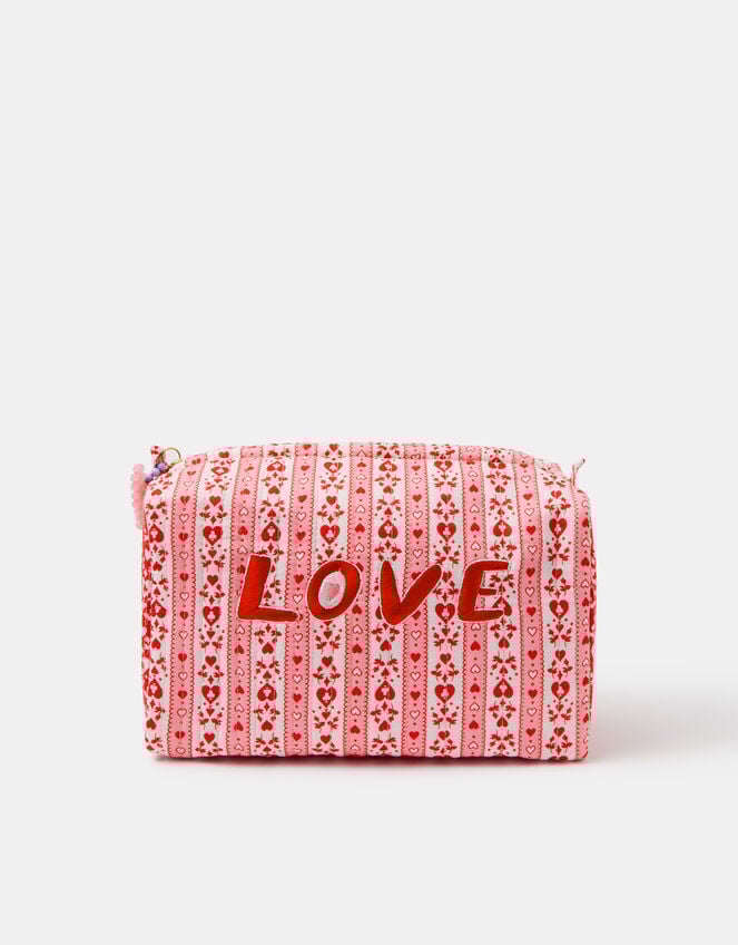 Heart Print Wash Bag, , large