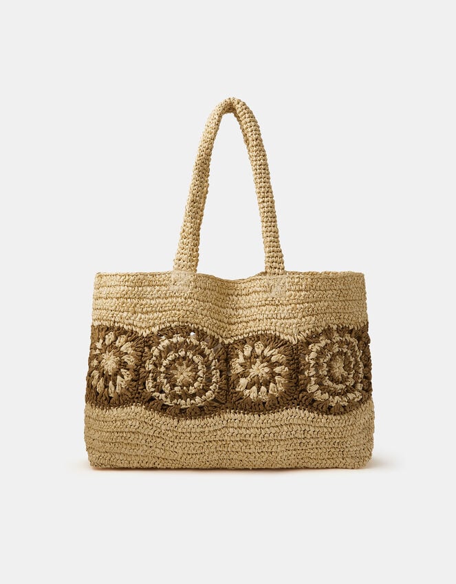 Crochet Raffia Beach Bag, , large