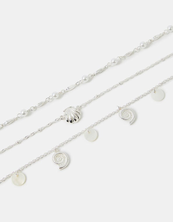 3-Pack Shell Charm Anklets, , large