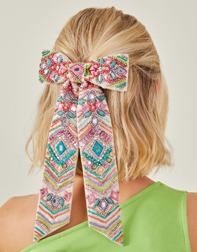 Beaded Hair Bow, , large