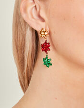 Christmas Triple Bow Drop Earrings, , large