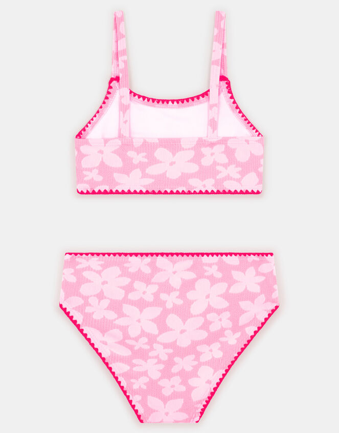 Girls Floral Textured Bikini Set, Pink (PINK), large