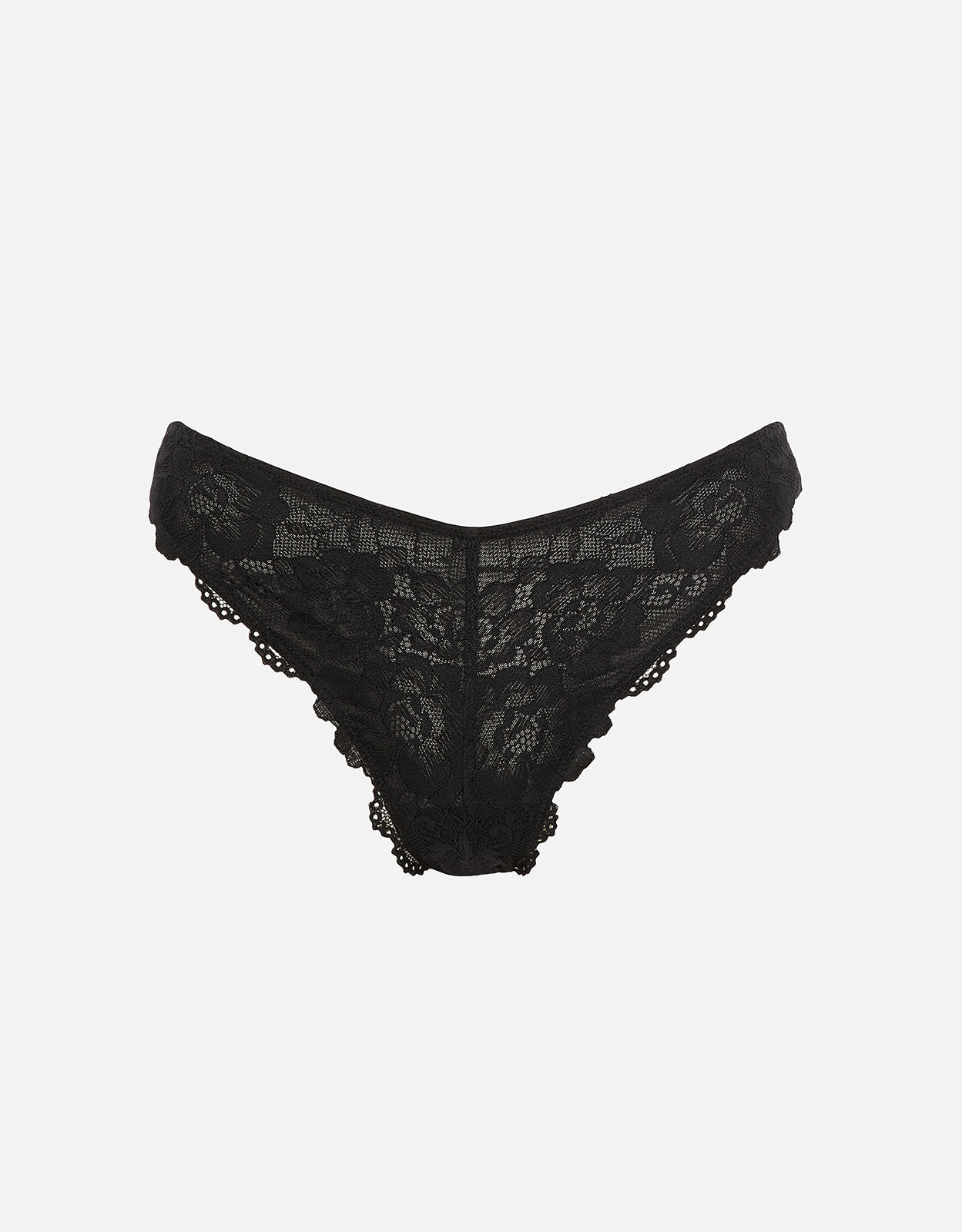 Floral Lace Brazilian Knickers Black
