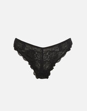 Floral Lace Brazilian Knickers, Black (BLACK), large