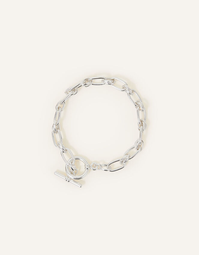 Sterling Silver Plated Twisted Link Bracelet, , large