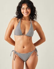 Stripe Seersucker Bikini Bottom, Black (BLACK WHITE), large