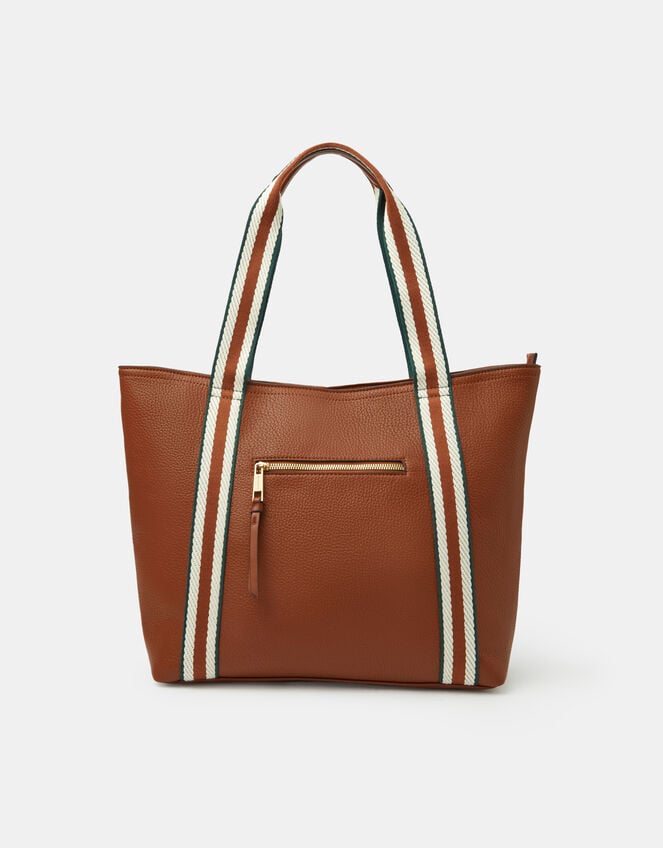 Webbing Strap Tote Bag, Tan (TAN), large