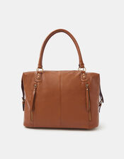 Double Zip Shoulder Bag, Tan (TAN), large