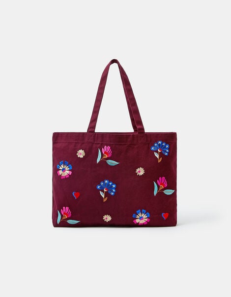 Floral Embroidered Shopper Bag, , large