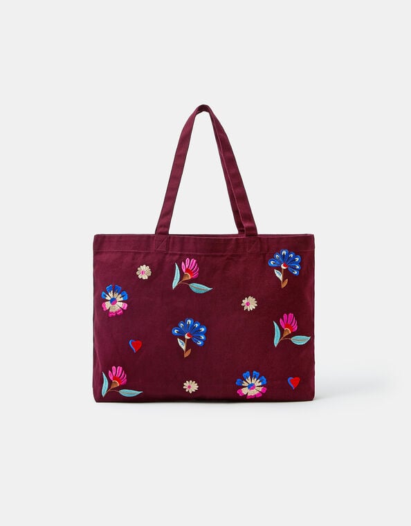 Floral Embroidered Shopper Bag, , large