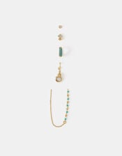 5-Pack 14ct Gold-Plated Blue Stone Stud & Hoop Earrings, , large