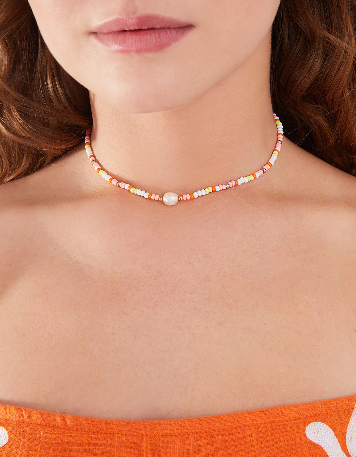 Beaded Shell Choker Necklaces Set of Three