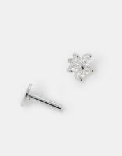 Sterling Silver Flower Flatback Stud, , large