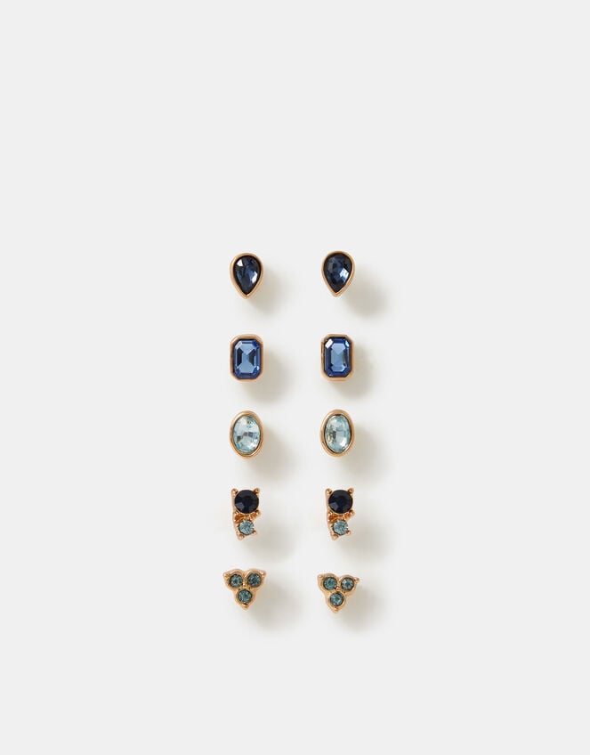 5-Pack Gemstone Stud Earrings, , large
