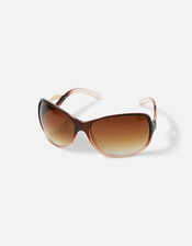 Wavy Arm Detail Wrap Sunglasses, , large