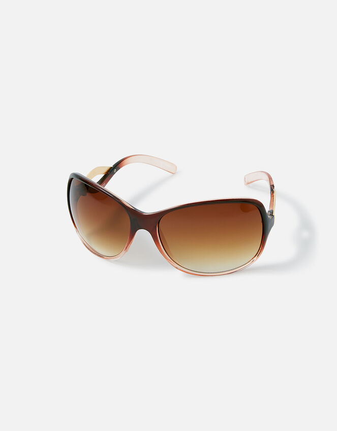 Wavy Arm Detail Wrap Sunglasses, , large