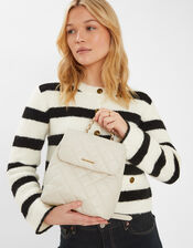 Small Quilted Faux Leather Backpack, Cream (CREAM), large