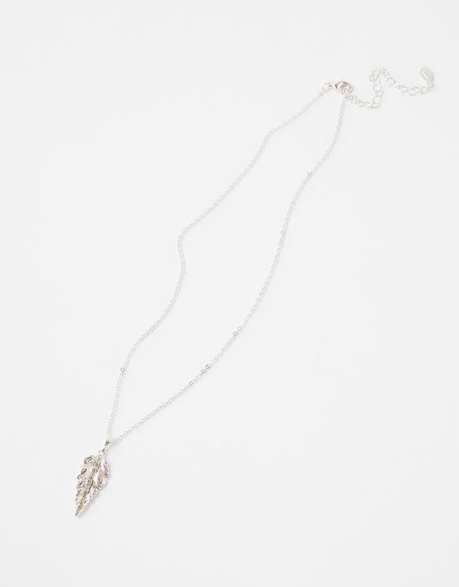 Pave Leaf Necklace with Recycled Metal, , large